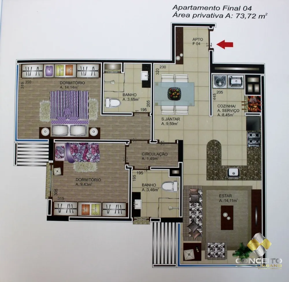 Apartamento, 2 quartos, 73 m² - Foto 1
