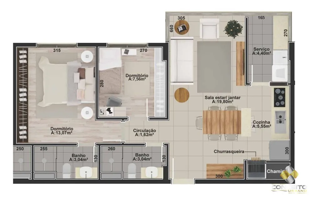 Apartamento, 2 quartos, 69 m² - Foto 1
