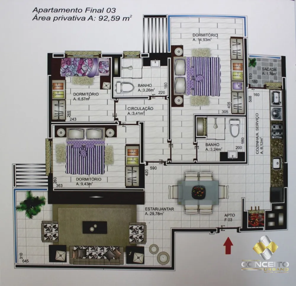 Apartamento, 3 quartos, 99 m² - Foto 1