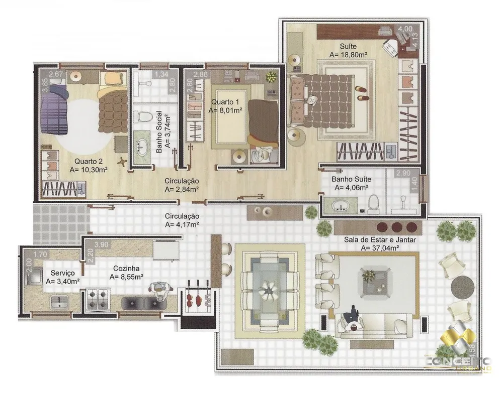 Apartamento, 3 quartos, 117 m² - Foto 1