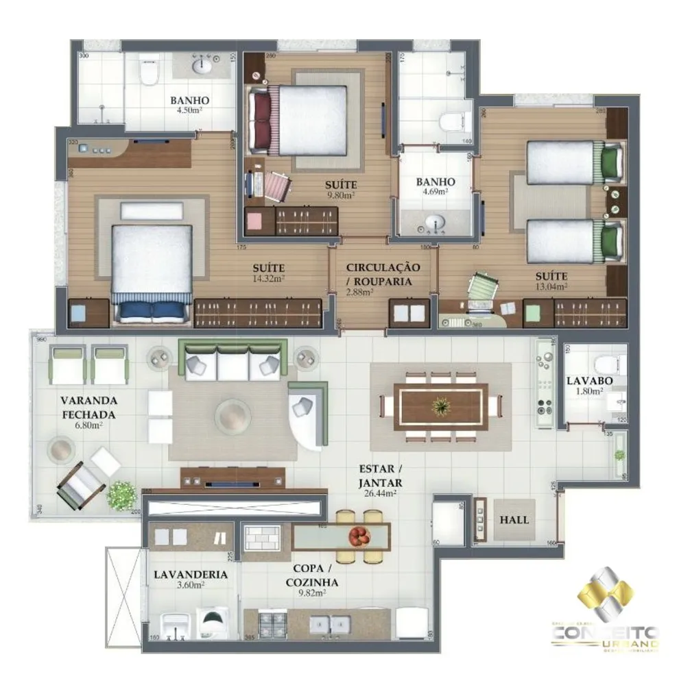 Apartamento, 3 quartos, 119 m² - Foto 3