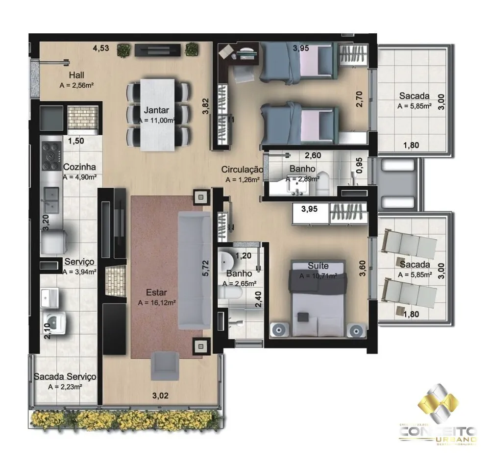 Apartamento, 2 quartos, 98 m² - Foto 1