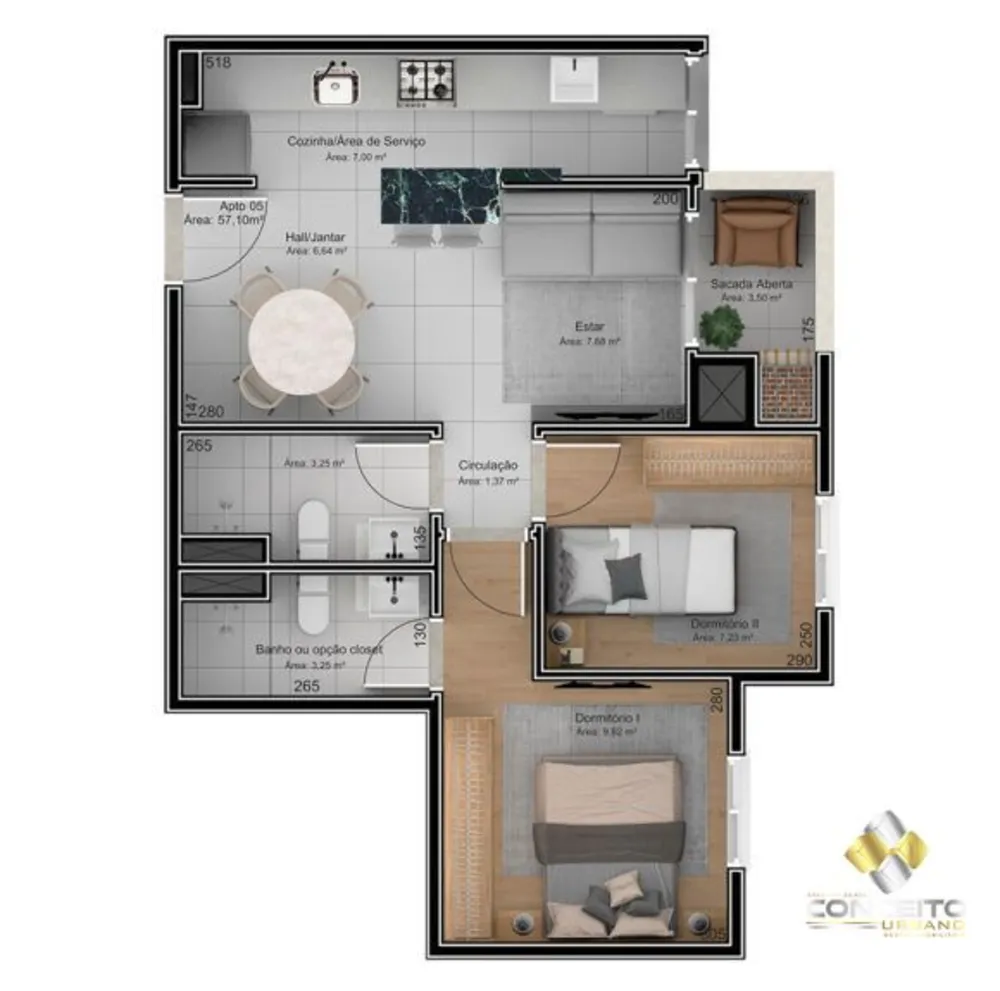 Apartamento, 2 quartos, 57 m² - Foto 3