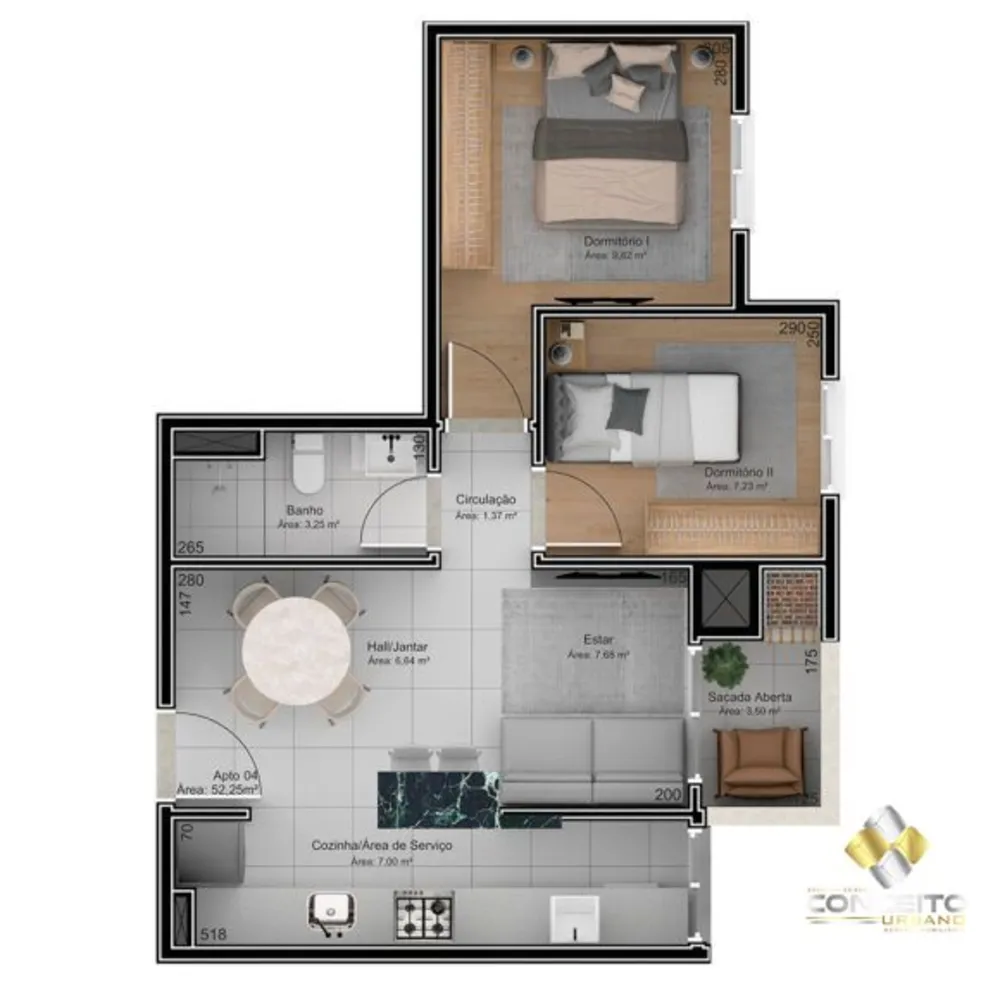 Apartamento, 2 quartos, 52 m² - Foto 4