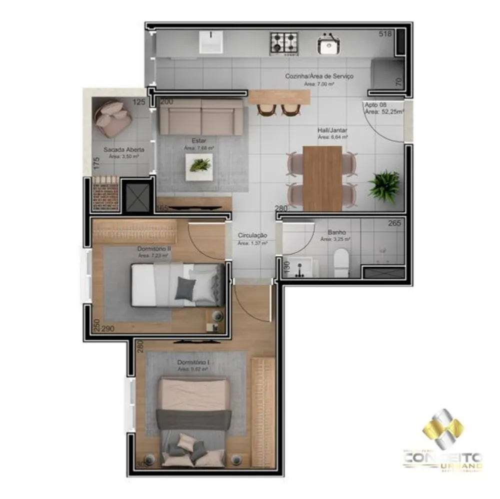 Apartamento, 2 quartos, 52 m² - Foto 3