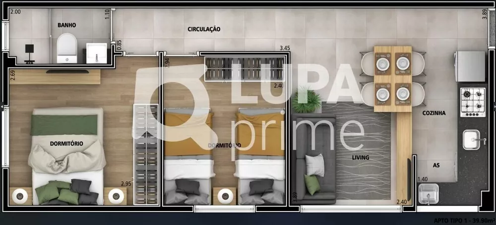 Apartamento, 2 quartos, 40 m² - Foto 1