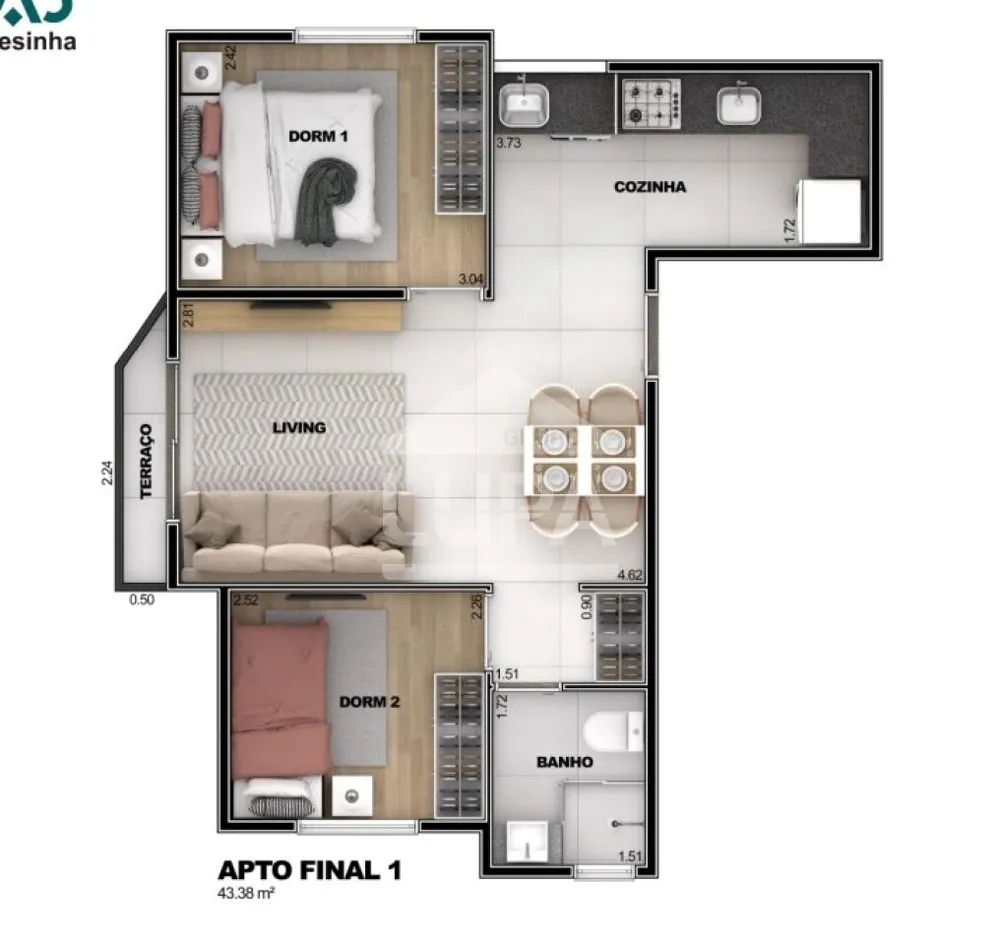 Apartamento, 2 quartos, 43 m² - Foto 4