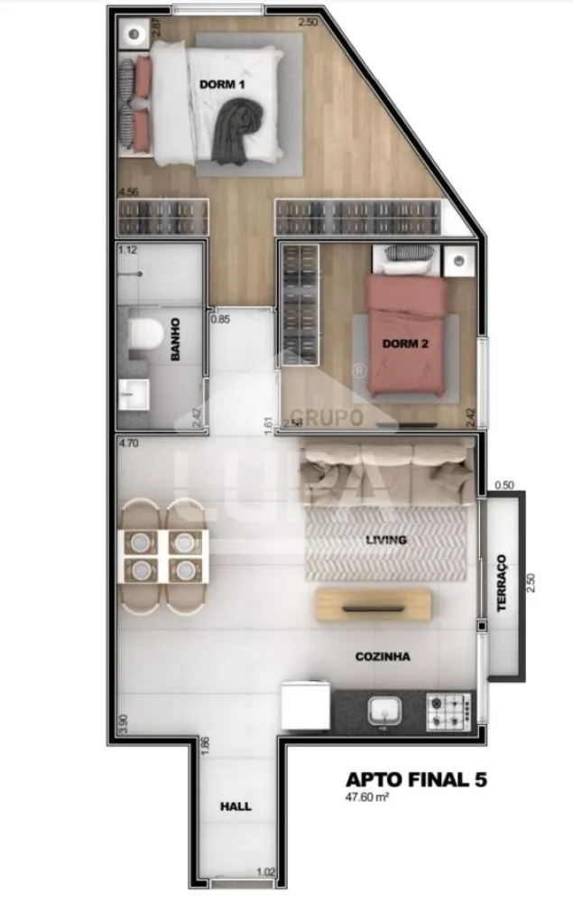 Apartamento, 2 quartos, 43 m² - Foto 3