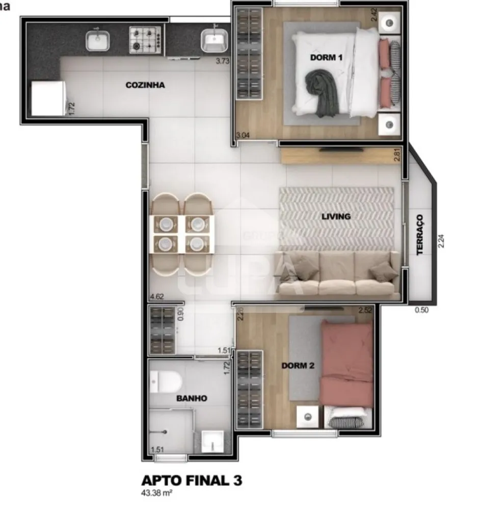Apartamento, 2 quartos, 43 m² - Foto 7
