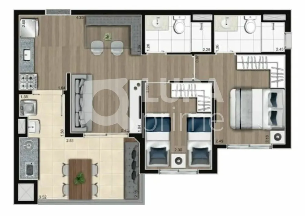 Apartamento, 2 quartos, 56 m² - Foto 1