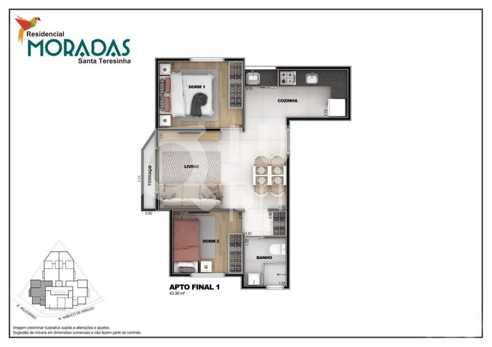 Apartamento, 2 quartos, 44 m² - Foto 3