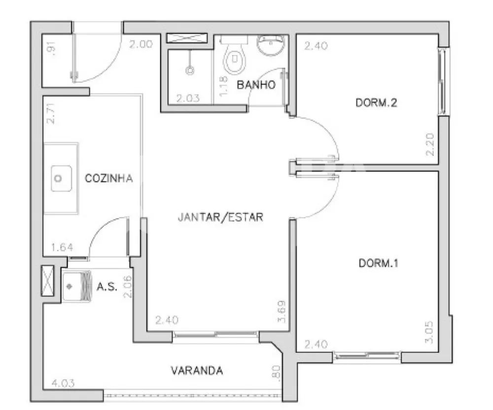 Apartamento, 2 quartos, 44 m² - Foto 1