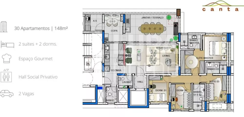 Apartamento à venda com 3 quartos, 148m² - Foto 8